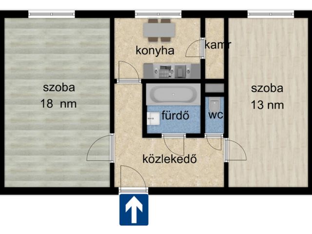 Algyői panel lakás, közel a fürdőhöz.