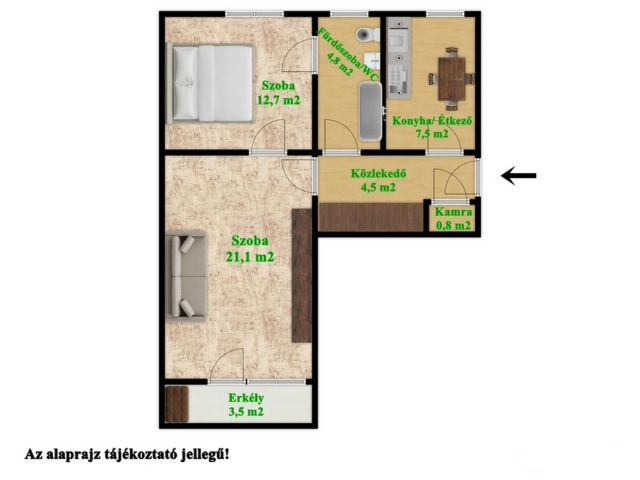 IV. emeleti tégla lakás a Kazinczy ltp. szívében
